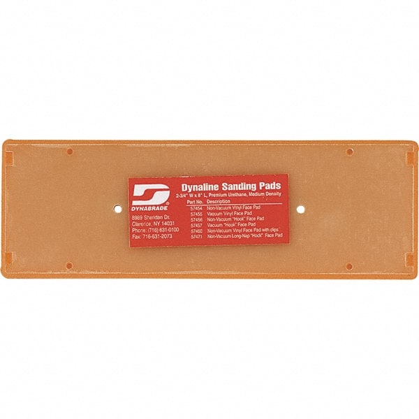 Dynabrade - 8 x 2-3/4" Rectangular Hook Face Backing Pad - Screw Attachment, Vacuum Pad, 3/8" Thick, Medium Density, Short Nap - Exact Tooling