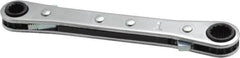 Lang - 1/4" x 5/16" 12 Point Reversible Ratcheting Box Wrench - Double End, 4-1/2" OAL, Steel, Nickel Chrome Finish - Exact Tooling