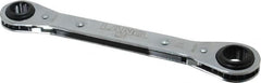 Lang - 5/8" x 3/4" 12 Point Reversible Ratcheting Box Wrench - Double End, 8-1/8" OAL, Steel, Nickel Chrome Finish - Exact Tooling