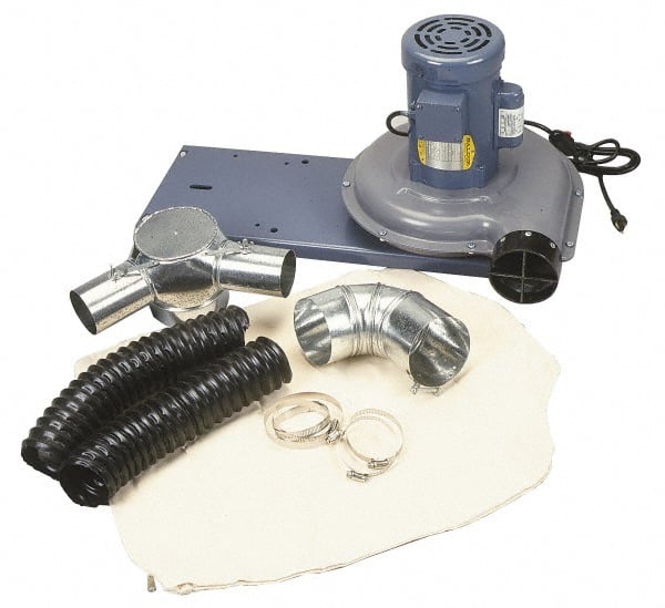 Baldor - 115 Volt Pedestal Mount Dust Collector - 1" Deep x 7" High, 3" Connection Diam, 440 CFM Air Flow - Exact Tooling