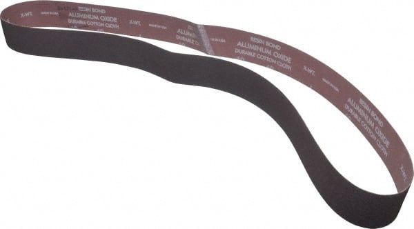 Norton - 2" Wide x 60" OAL, 60 Grit, Aluminum Oxide Abrasive Belt - Aluminum Oxide, Medium, Coated, X Weighted Cloth Backing, Series R228 - Exact Tooling