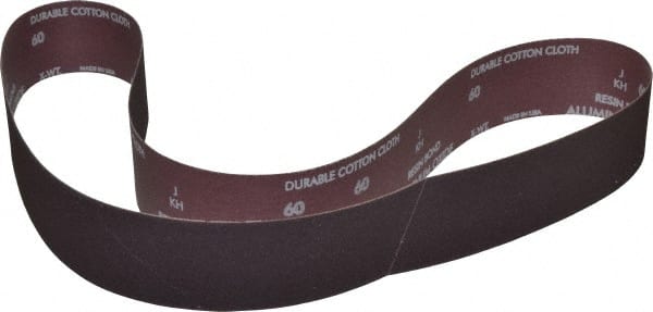 Norton - 2-1/2" Wide x 60" OAL, 60 Grit, Aluminum Oxide Abrasive Belt - Aluminum Oxide, Medium, Coated, X Weighted Cloth Backing, Series R228 - Exact Tooling