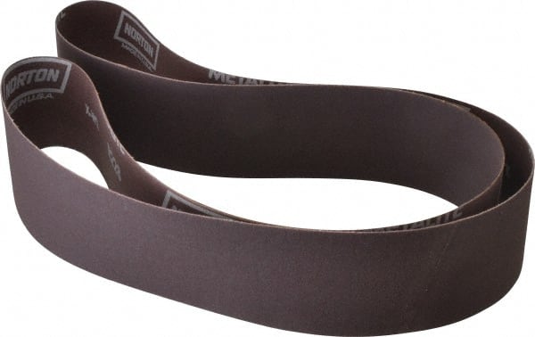 Norton - 2-1/2" Wide x 60" OAL, 120 Grit, Aluminum Oxide Abrasive Belt - Aluminum Oxide, Fine, Coated, X Weighted Cloth Backing, Series R228 - Exact Tooling