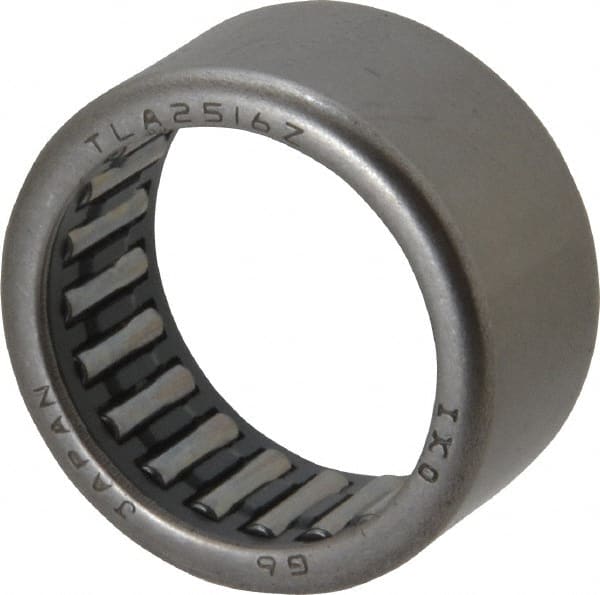 IKO - 0.984" Bore Diam, 3,500 Lb. Dynamic Capacity, 25 x 32 x 16mm, Caged, Open End, Shell Needle Roller Bearing - 1.26" Outside Diam, 0.63" Wide - Exact Tooling