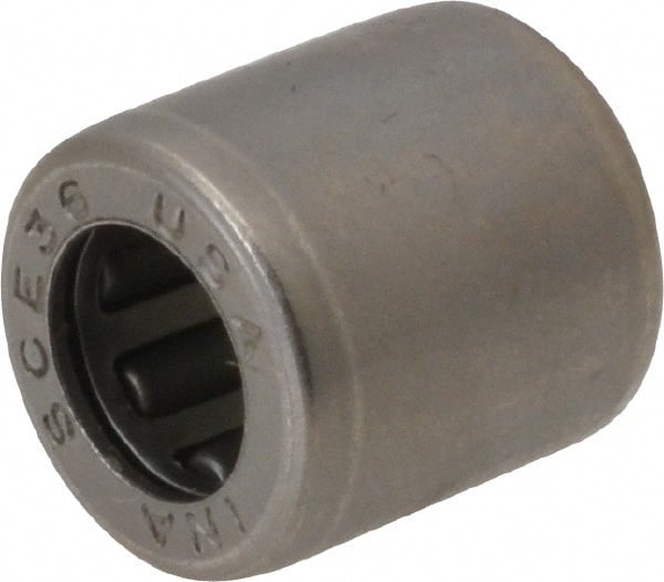 INA Bearing - 3/16" Bore Diam, 630 Lb. Dynamic Capacity, 3/16 x 11/32 x 3/8", Caged, Open End, Shell Needle Roller Bearing - 11/32" Outside Diam, 3/8" Wide - Exact Tooling