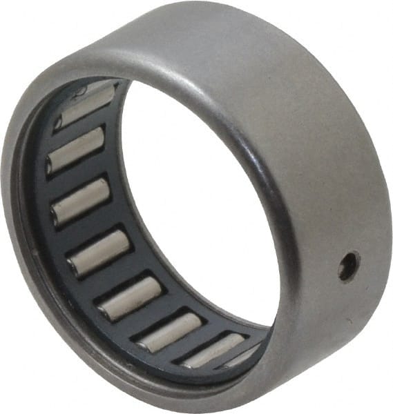 IKO - 11/16" Bore Diam, 1,290 Lb. Dynamic Capacity, 11/16 x 7/8 x 3/8", Caged, Open End, Shell Needle Roller Bearing - 7/8" Outside Diam, 3/8" Wide - Exact Tooling