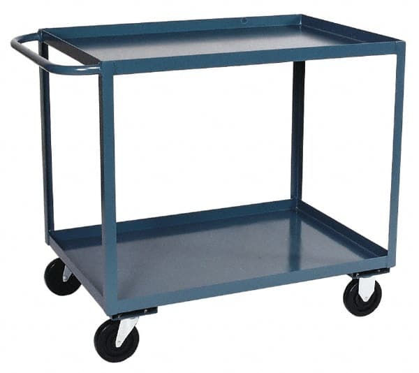 Durham - 1,200 Lb Capacity, 30" Wide x 60" Long x 37-3/4" High Service Cart - 2 Shelf, Steel, Hard Rubber Casters - Exact Tooling