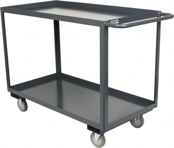 Durham - 1,200 Lb Capacity, 24" Wide x 48" Long x 37-3/4" High Service Cart - 2 Shelf, Steel, Hard Rubber Casters - Exact Tooling