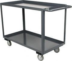 Durham - 1,200 Lb Capacity, 24" Wide x 48" Long x 37-3/4" High Service Cart - 2 Shelf, Steel, Hard Rubber Casters - Exact Tooling