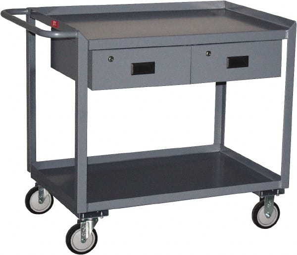 Jamco - 1,200 Lb Capacity, 30" Wide x 36" Long x 34" High Tool Cart - 2 Shelf, Steel, Hard Rubber Casters - Exact Tooling