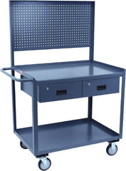 Jamco - 1,200 Lb Capacity, 24" Wide x 36" Long x 58" High Tool Cart - 2 Shelf, Steel, Hard Rubber Casters - Exact Tooling