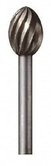 Dremel - 5/16" Cut Diam, 1/8" Shank Diam, Egg Head Single Cut Burr - High Speed Steel, Point End - Exact Tooling