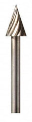 Dremel - 1/4" Cut Diam, 1/8" Shank Diam, Cone Head Single Cut Burr - High Speed Steel, Point End - Exact Tooling