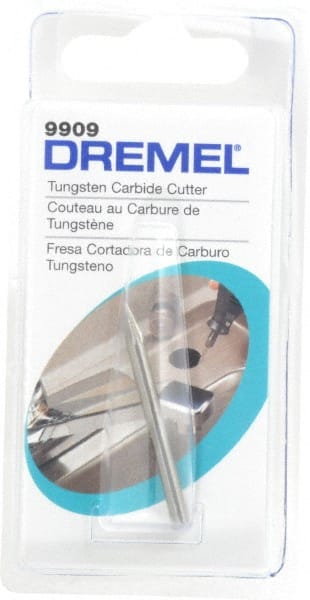 Dremel - 1/8" Cut Diam, 1/8" Shank Diam, Cone Head Double Cut Burr - Carbide, Point End, 19/64" LOC - Exact Tooling