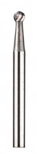 Dremel - 1/8" Cut Diam, 1/8" Shank Diam, Ball Head Double Cut Burr - Carbide, Radius End, 1/8" LOC - Exact Tooling