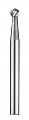 Dremel - 1/8" Cut Diam, 1/8" Shank Diam, Ball Head Double Cut Burr - Carbide, Radius End, 1/8" LOC - Exact Tooling