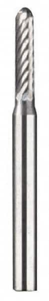 Dremel - 3/32" Cut Diam, 1/8" Shank Diam, Cylinder with Radius Head Single Cut Burr - Carbide, Radius End, 3/32" LOC - Exact Tooling