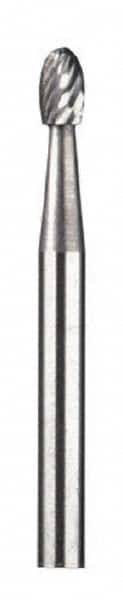 Dremel - 1/8" Cut Diam, 1/8" Shank Diam, Oval Head Double Cut Burr - Carbide, Radius End, 13/64" LOC - Exact Tooling