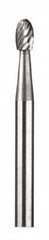 Dremel - 1/8" Cut Diam, 1/8" Shank Diam, Oval Head Double Cut Burr - Carbide, Radius End, 13/64" LOC - Exact Tooling