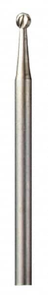 Dremel - 3/32" Cut Diam, 1/8" Shank Diam, Ball Head Single Cut Burr - Radius End - Exact Tooling