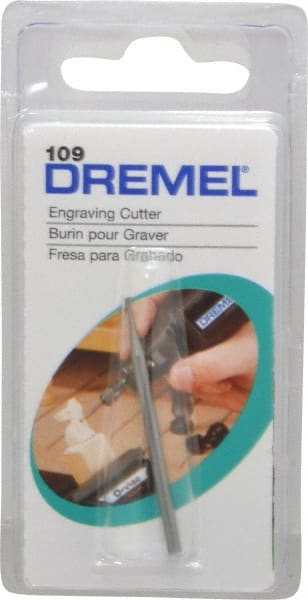 Dremel - 1/16" Cut Diam, 1/8" Shank Diam, Inverted Cone Head Single Cut Burr - Flat End - Exact Tooling