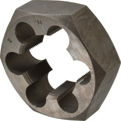 Interstate - 2-14 UNS Thread, 3-1/2" Hex, Right Hand Thread, Hex Rethreading Die - Carbon Steel, 1-1/4" Thick - Exact Tooling