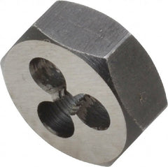 Interstate - #4-40 UNC Thread, 19/32" Hex, Right Hand Thread, Hex Rethreading Die - Carbon Steel, 1/4" Thick - Exact Tooling