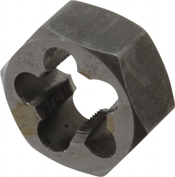 Interstate - 9/16-32 UNS Thread, 1-1/16" Hex, Right Hand Thread, Hex Rethreading Die - Carbon Steel, 1/2" Thick - Exact Tooling