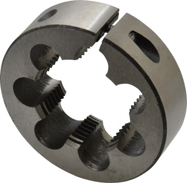 Interstate - 1-7/16 - 12 Thread, 2-1/2" Outside Diam High Speed Steel Round Die - Right Hand Thread, Adjustable - Exact Tooling