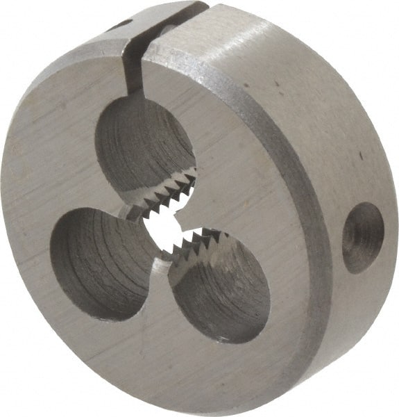 Interstate - 3/16-24 UNS Thread, 1" Outside Diam High Speed Steel Round Die - Right Hand Thread, Adjustable - Exact Tooling