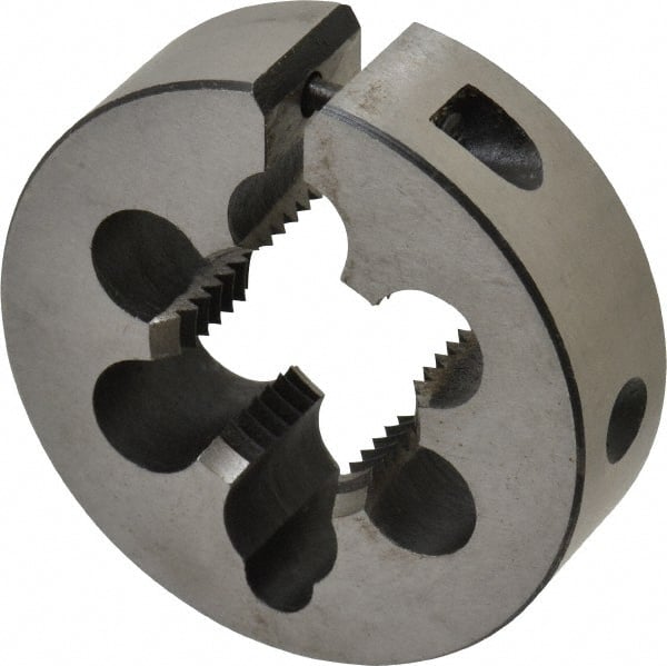 Interstate - M22x2.00 Metric Fine Thread, 2" Outside Diam High Speed Steel Round Die - Right Hand Thread, Adjustable - Exact Tooling