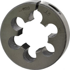 Interstate - M30x1.50 Metric Fine Thread, 2-1/2" Outside Diam High Speed Steel Round Die - Right Hand Thread, Adjustable - Exact Tooling