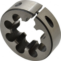 Interstate - M36x1.50 Metric Fine Thread, 2-1/2" Outside Diam High Speed Steel Round Die - Right Hand Thread, Adjustable - Exact Tooling