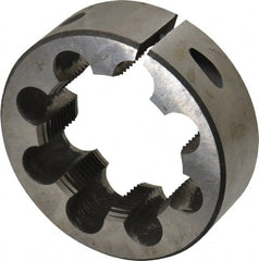 Interstate - M48x2.00 Metric Fine Thread, 3" Outside Diam High Speed Steel Round Die - Right Hand Thread, Adjustable - Exact Tooling