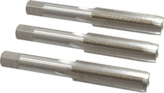 Interstate - M12x1.00 Metric Fine, 4 Flute, Bottoming, Plug & Taper, Bright Finish, High Speed Steel Tap Set - Right Hand Cut, 3-3/8" OAL, 1-21/32" Thread Length - Exact Tooling