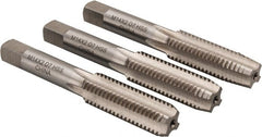 Interstate - M14x2.00 Metric Coarse, 4 Flute, Bottoming, Plug & Taper, Bright Finish, High Speed Steel Tap Set - Right Hand Cut, 3-19/32" OAL, 1-21/32" Thread Length - Exact Tooling