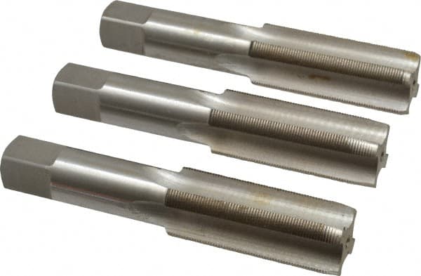 Interstate - M25x1.00 Metric Fine, 4 Flute, Bottoming, Plug & Taper, Bright Finish, High Speed Steel Tap Set - Right Hand Cut, 5-1/8" OAL, 2-1/2" Thread Length - Exact Tooling