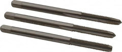 Interstate - M3.5x0.60 Metric Coarse, 3 Flute, Bottoming, Plug & Taper, Bright Finish, High Speed Steel Tap Set - Right Hand Cut, 2" OAL, 11/16" Thread Length - Exact Tooling