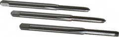 Interstate - M3x0.50 Metric Coarse, 3 Flute, Bottoming, Plug & Taper, Bright Finish, High Speed Steel Tap Set - Right Hand Cut, 1-15/16" OAL, 5/8" Thread Length - Exact Tooling