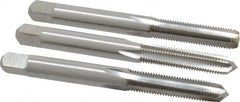 Interstate - M6x0.75 Metric Fine, 4 Flute, Bottoming, Plug & Taper, Bright Finish, High Speed Steel Tap Set - Right Hand Cut, 2-1/2" OAL, 1" Thread Length - Exact Tooling