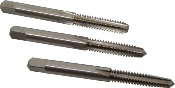 Interstate - M6x1.25 Metric Special, 4 Flute, Bottoming, Plug & Taper, Bright Finish, High Speed Steel Tap Set - Right Hand Cut, 2-1/2" OAL, 1" Thread Length - Exact Tooling