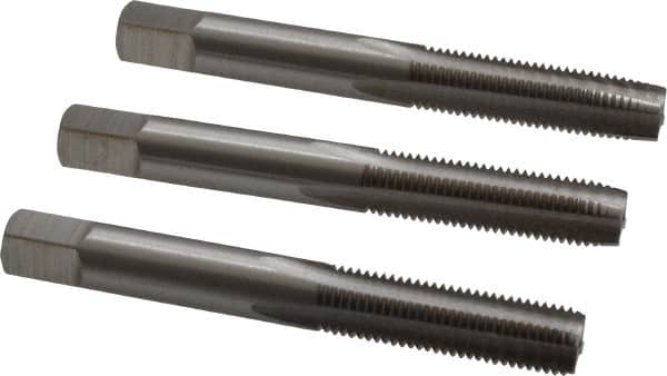 Interstate - M8x1.00 Metric Fine, 4 Flute, Bottoming, Plug & Taper, Bright Finish, High Speed Steel Tap Set - Right Hand Cut, 2-23/32" OAL, 1-1/8" Thread Length - Exact Tooling