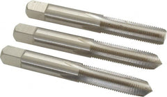 Interstate - M9x1.00 Metric Fine, 4 Flute, Bottoming, Plug & Taper, Bright Finish, High Speed Steel Tap Set - Right Hand Cut, 2-15/16" OAL, 1-1/4" Thread Length - Exact Tooling