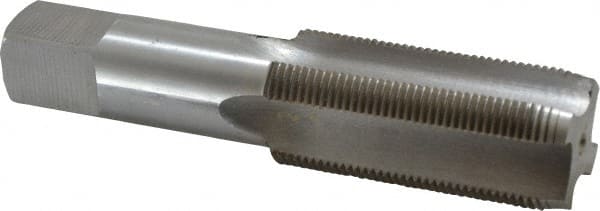 Interstate - M35x2.00 Metric Special 6H 4 Flute Bright Finish High Speed Steel Straight Flute Standard Hand Tap - Plug, Right Hand Thread, 6-1/16" OAL, 3" Thread Length, D7 Limit, Oversize - Exact Tooling