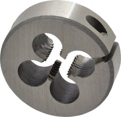 Interstate - M10x1.50 Metric Coarse Thread, 1-1/2" Outside Diam High Speed Steel Round Die - 1/2" Thick, Left Hand Thread, Adjustable - Exact Tooling