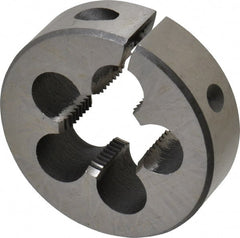 Interstate - M20x1.50 Metric Fine Thread, 2" Outside Diam High Speed Steel Round Die - 5/8" Thick, Left Hand Thread, Adjustable - Exact Tooling