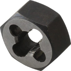 Interstate - M9x0.75 Metric Fine Thread, 25/32" Hex, Right Hand Thread, Hex Rethreading Die - Carbon Steel, 3/8" Thick - Exact Tooling