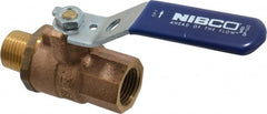 NIBCO - 1/2" Pipe, Full Port, Bronze Standard Ball Valve - 2 Piece, Inline - One Way Flow, MNPT x FNPT Ends, Lever Handle, 600 WOG, 200 WSP - Exact Tooling