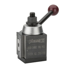 Phase II - 9 to 12 Inch Lathe Swing, Piston Type Quick Change Tool Post - 3-7/8 Inch Tool Post Height, Series 100, 4-11/16 Inch Overall Height - Exact Tooling