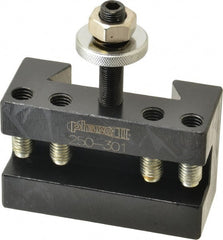 Phase II - Series CXA, #1 Turning & Facing Tool Post Holder - 13 to 18" Lathe Swing, 2-1/8" OAH, 3/4" Max Tool Cutting Size, 1-7/16" Centerline Height - Exact Tooling